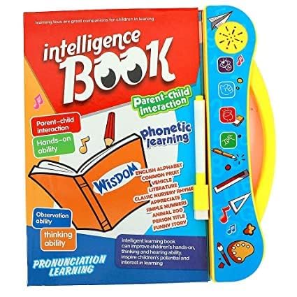 Intelligence E-Book for Kids - Learning Sound Book | English Letters & Words Learning Book, Fun Educational Toys. Activities with Numbers, Shapes, Animals Phonetic Learning Book for Toddlers + 1 Pencil Pouch FREE