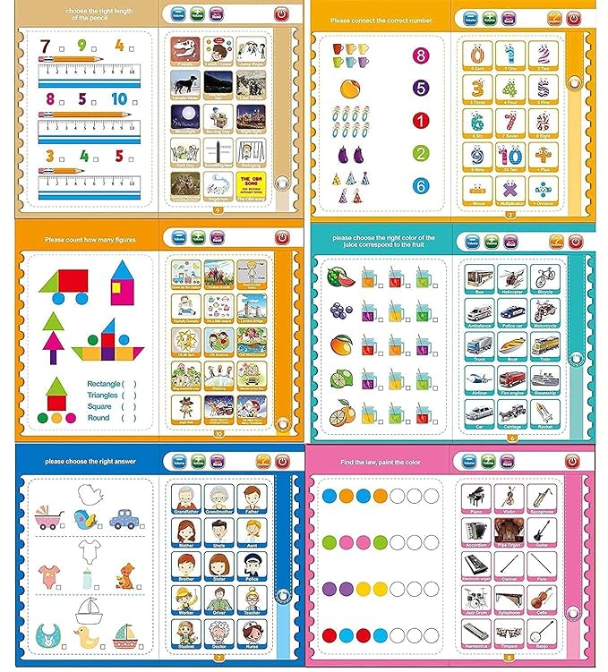 Intelligence E-Book for Kids - Learning Sound Book | English Letters & Words Learning Book, Fun Educational Toys. Activities with Numbers, Shapes, Animals Phonetic Learning Book for Toddlers + 1 Pencil Pouch FREE