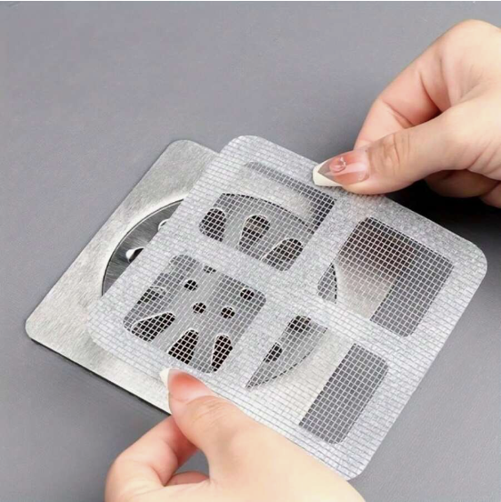 Kitchen Sink Strainer - Disposable Shower Drain Cover Hair Catcher Shower Drain Mesh Stickers, Reusable and Versatile Drain Cover for Bathroom Laundry Bathtub Kitchen Sink