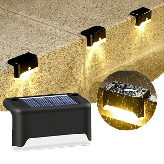 Pack of 4 Solar Outdoor Step Led Light | Solar Powered Deck Waterproof Outdoor Lighting For Steps Stairs Paths, Garden Fences Pathway (Warm Yellow Light)